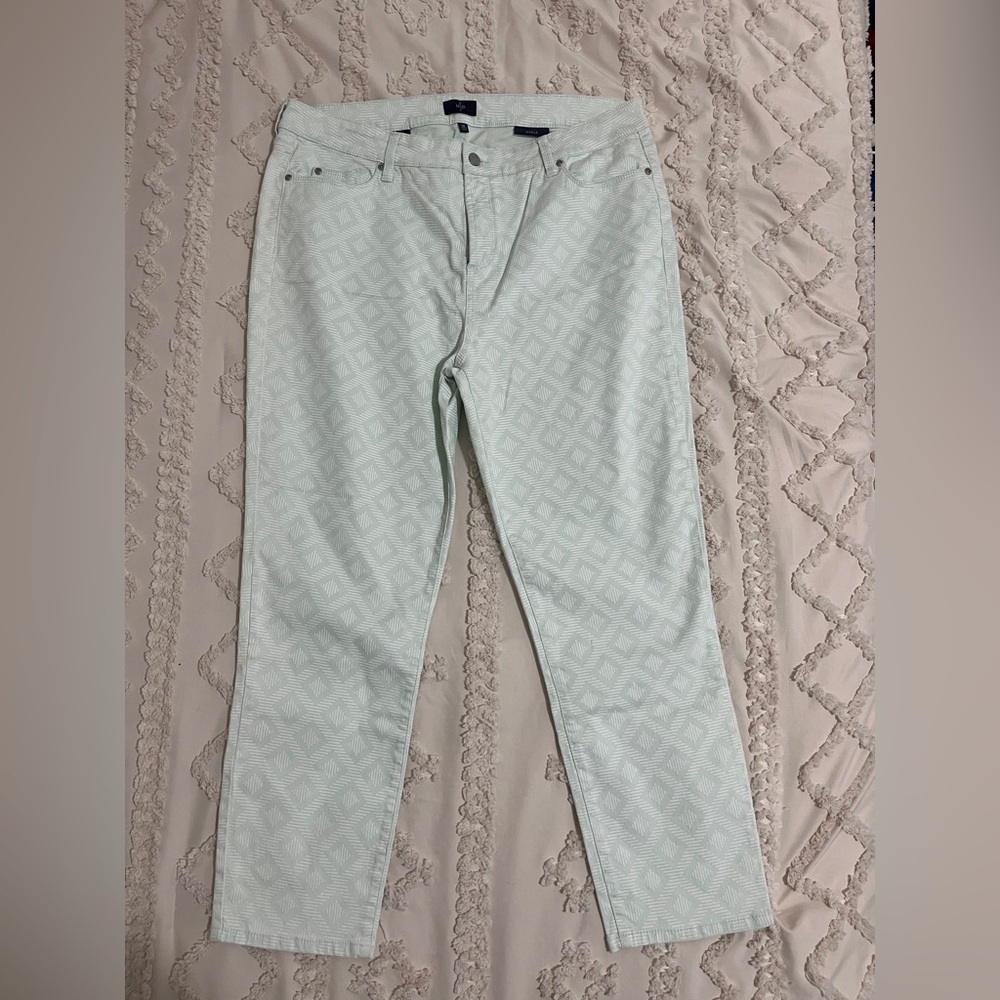 NYDJ Light Green Patterned Ankle Jeans
